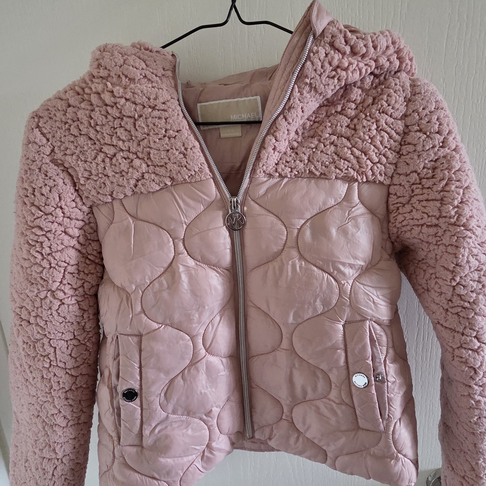 Michael Kors Pink Quilted Jacket with Sherpa Hood